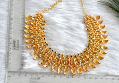 Gold tone white stone mango designer necklace dj-34265