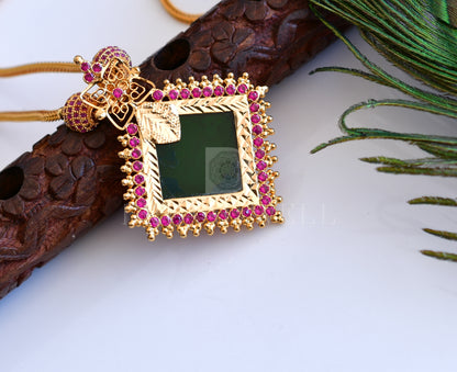 Gold tone green Kerala style designer necklace dj-35575