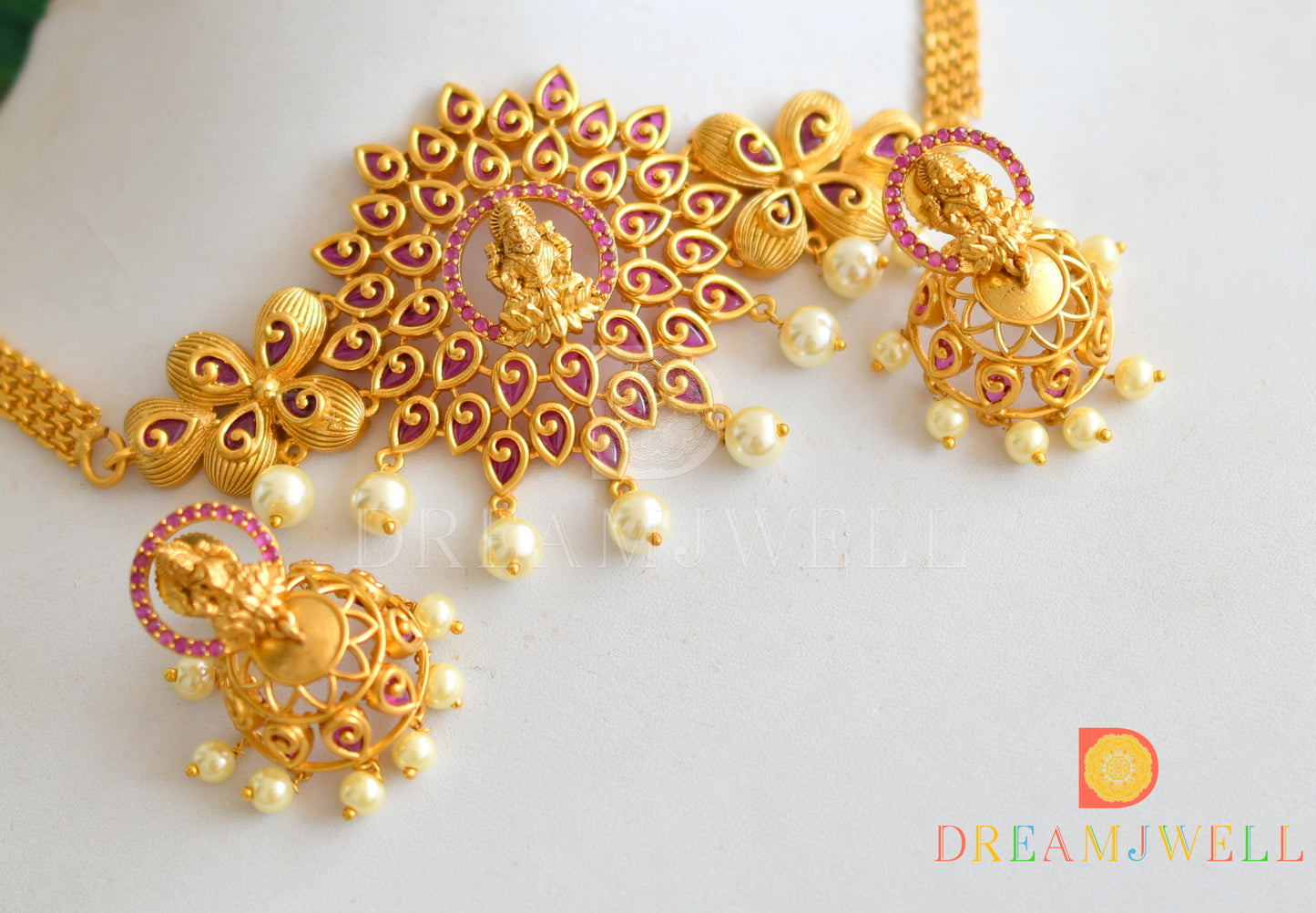 Matte Finish Kemp Lakshmi Designer Choker Set dj-31043