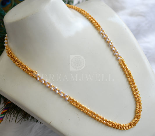 Gold tone pearl double layer chain dj-34645
