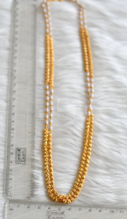 Gold tone pearl double layer chain dj-34645