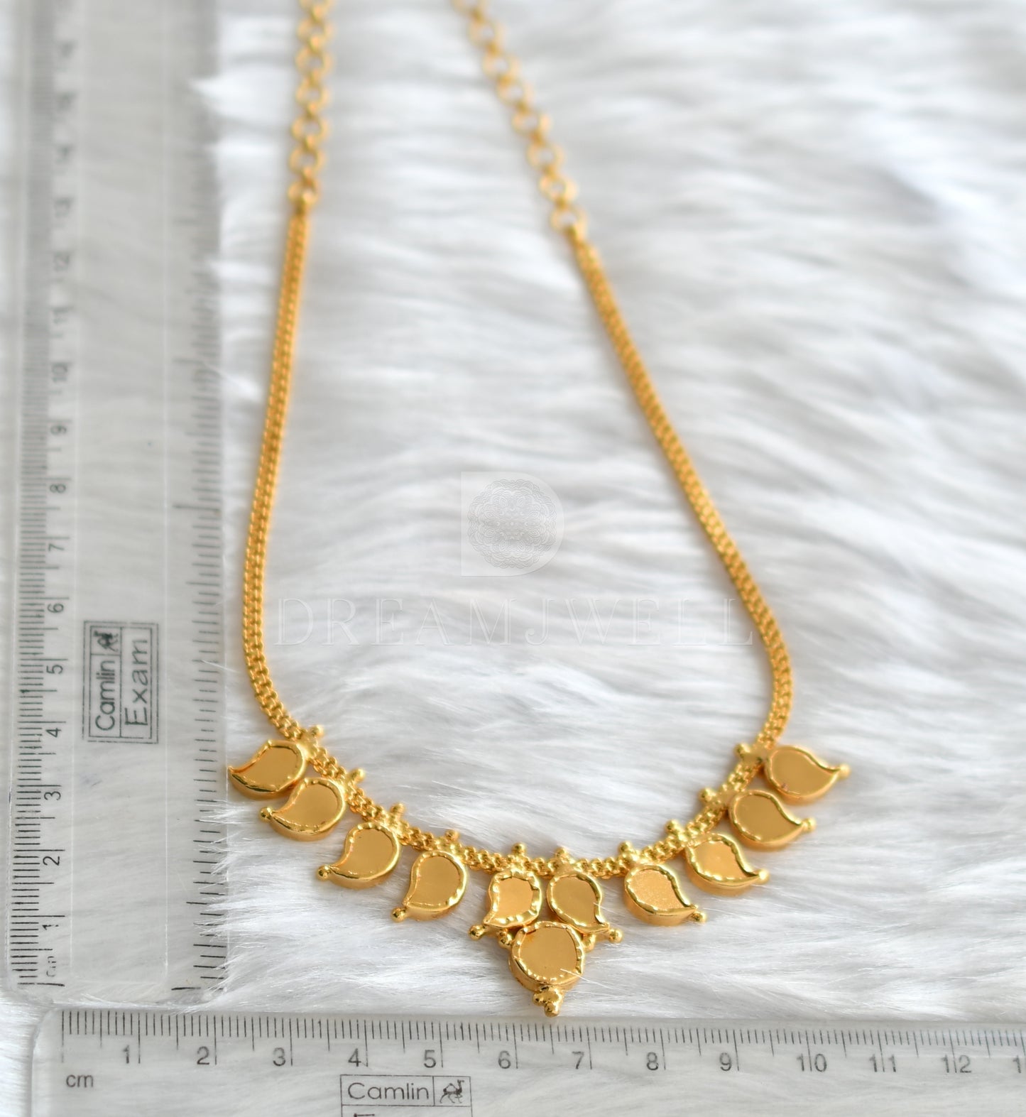 Gold tone kerala style green mango necklace dj-33265