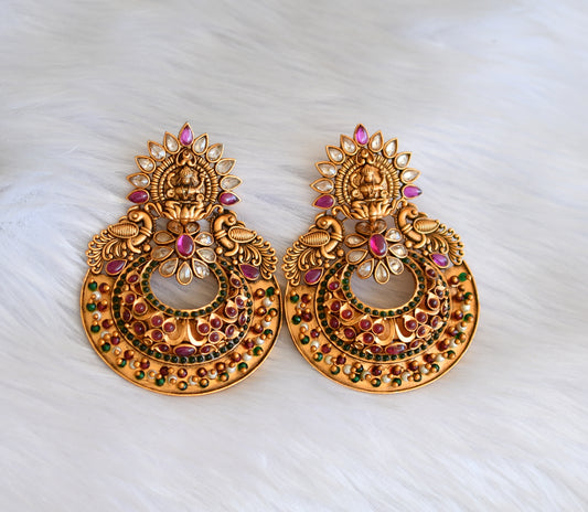 Matt finish kemp-green Lakshmi big bali earrings dj-21500