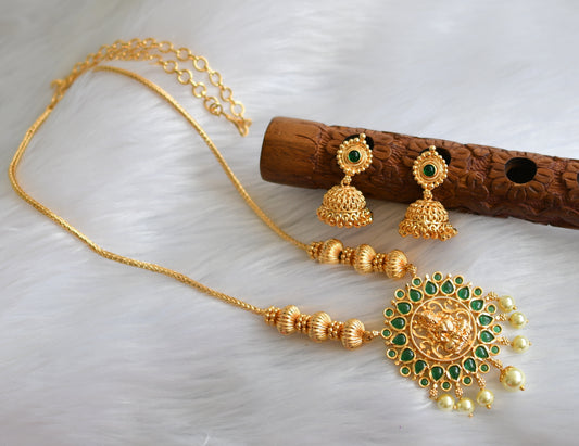 Gold tone green Lakshmi necklace set dj-39467