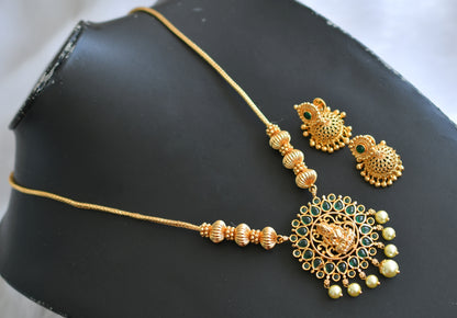 Gold tone green Lakshmi necklace set dj-39467