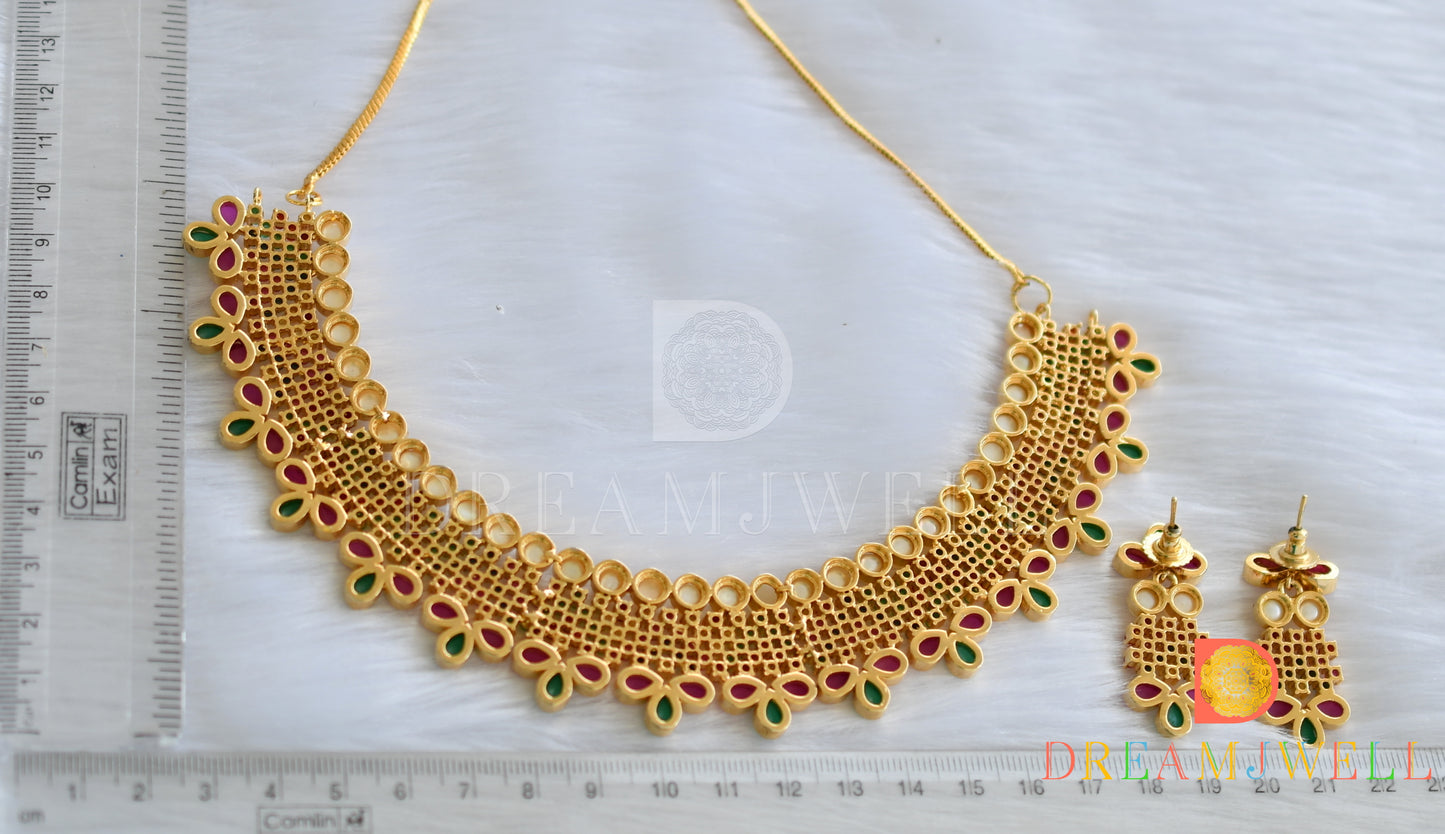 Gold tone navarathna necklace set dj-18051