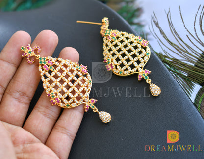 Gold tone cz ruby-emerald choker necklace set dj-22012