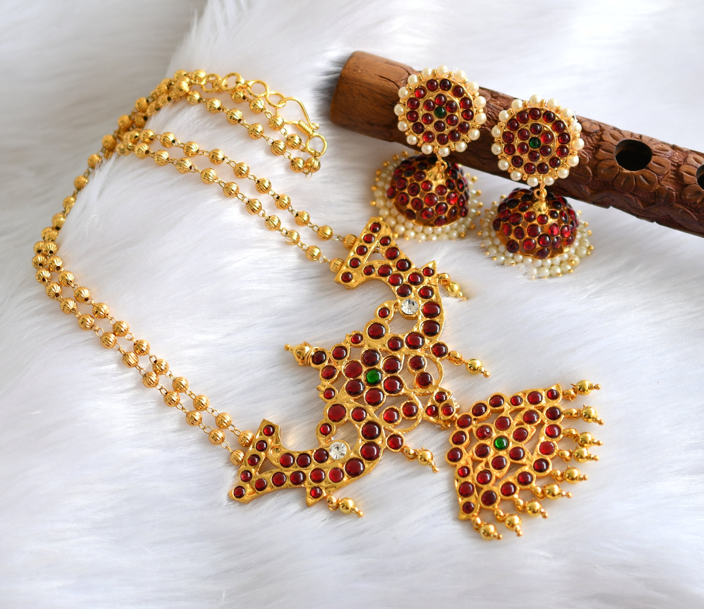 Gold tone kemp-green necklace set dj-39460