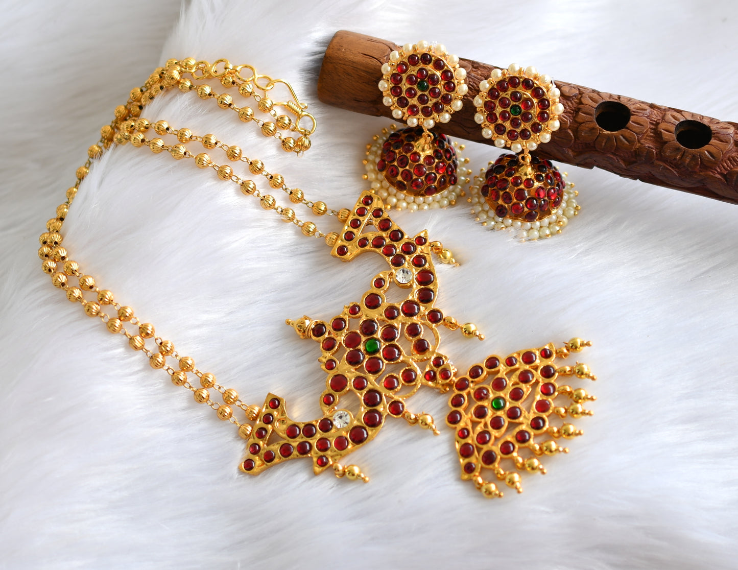 Gold tone kemp-green necklace set dj-39460