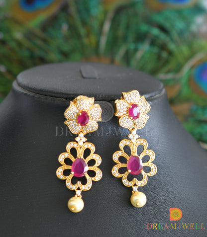 Gold tone cz-ruby-emerald necklace set dj-04860