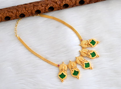 Gold tone green palakka peacock necklace dj-34305