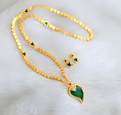 Gold tone mango green palakka designer pendant set dj-34051