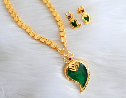 Gold tone mango green palakka designer pendant set dj-34051