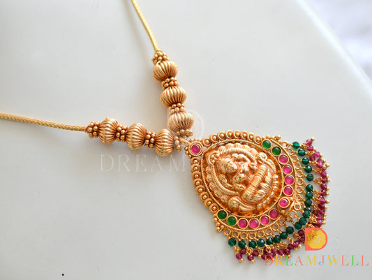 Gheru finish kemp-green Lakshmi necklace dj-37831