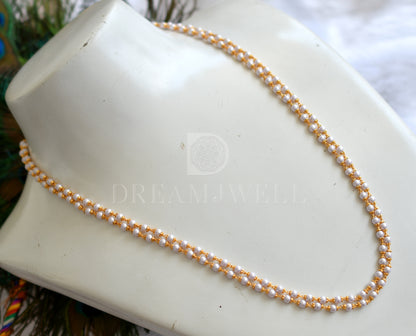 Gold tone pearl double layer chain dj-35524