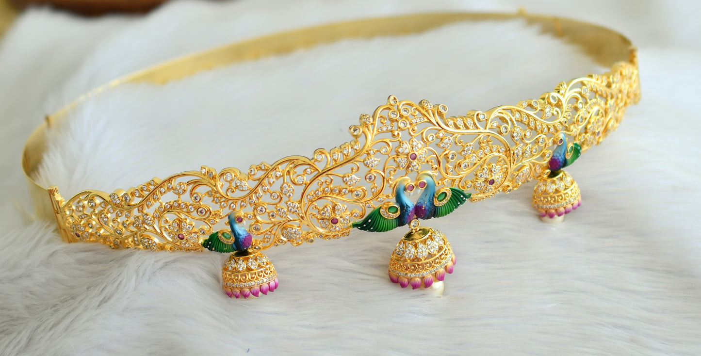 Hand painted ruby white peacock waist band dj-23969