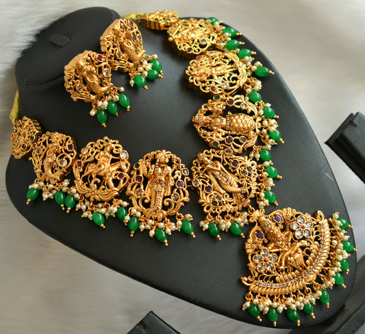 Matte finish dasavathar big necklace set dj-34049