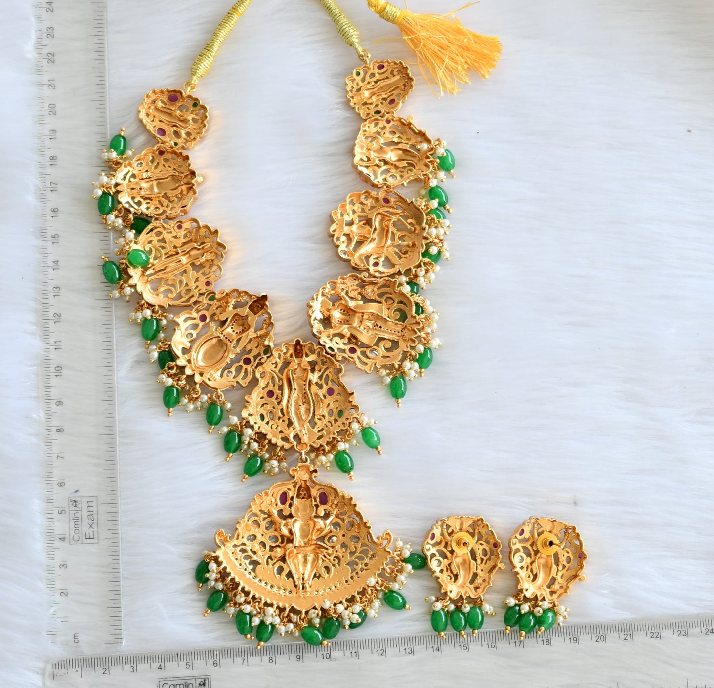 Matte finish dasavathar big necklace set dj-34049