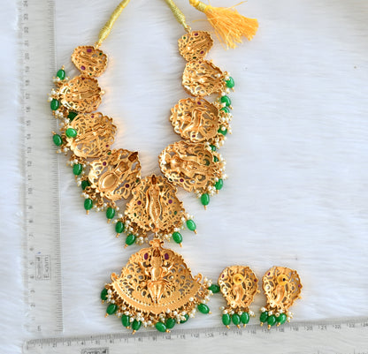 Matte finish dasavathar big necklace set dj-34049