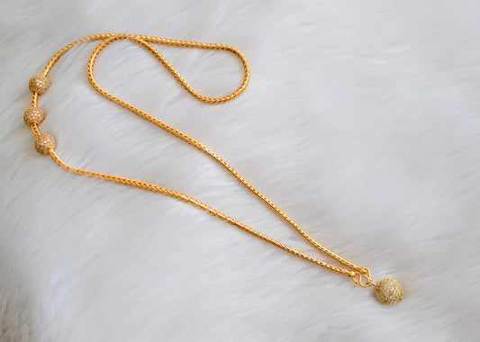 Gold tone white ball mugappu chain and pendant dj-40256