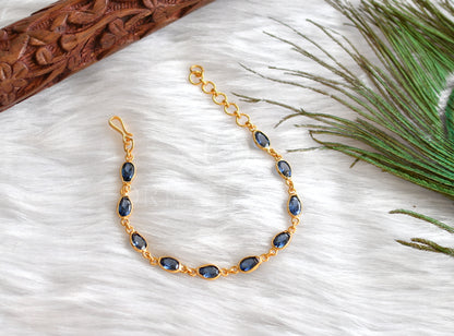 Gold tone stone chain designer bracelet
