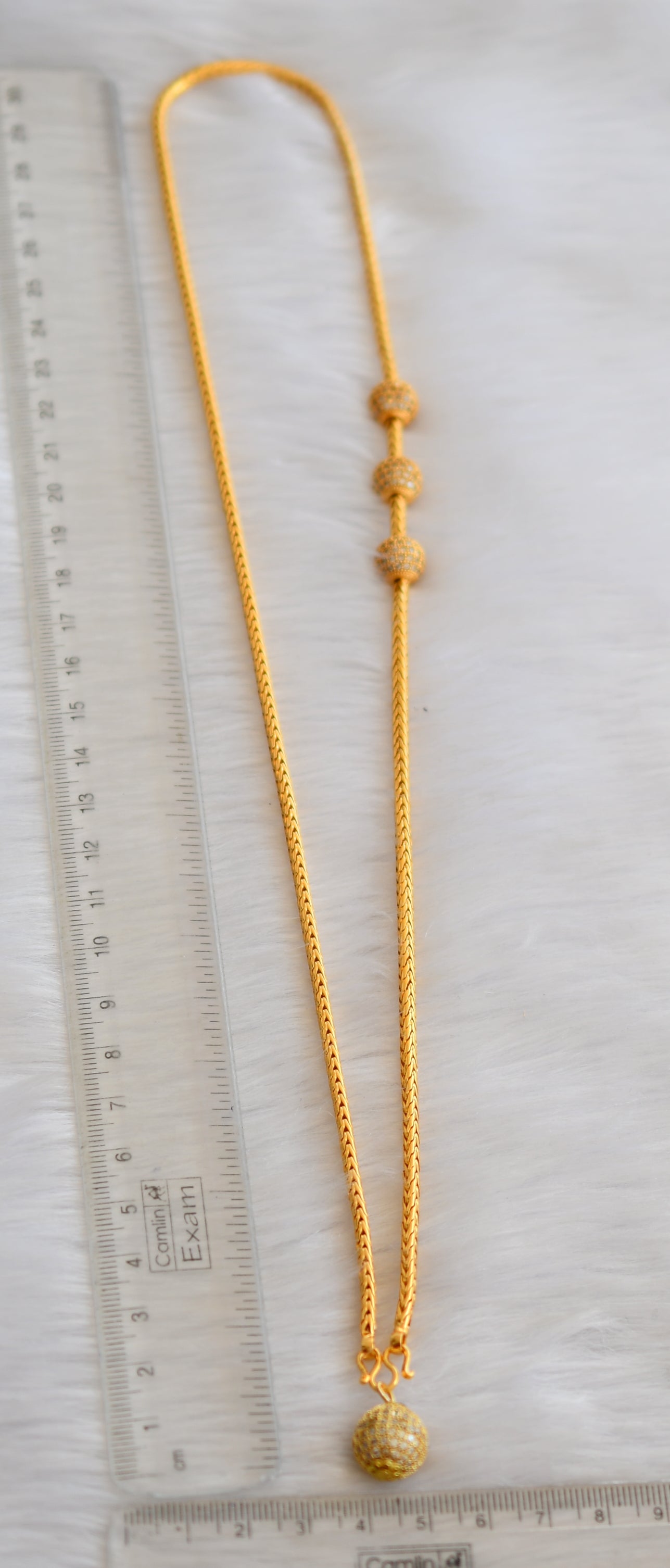 Gold tone white ball mugappu chain and pendant dj-40256