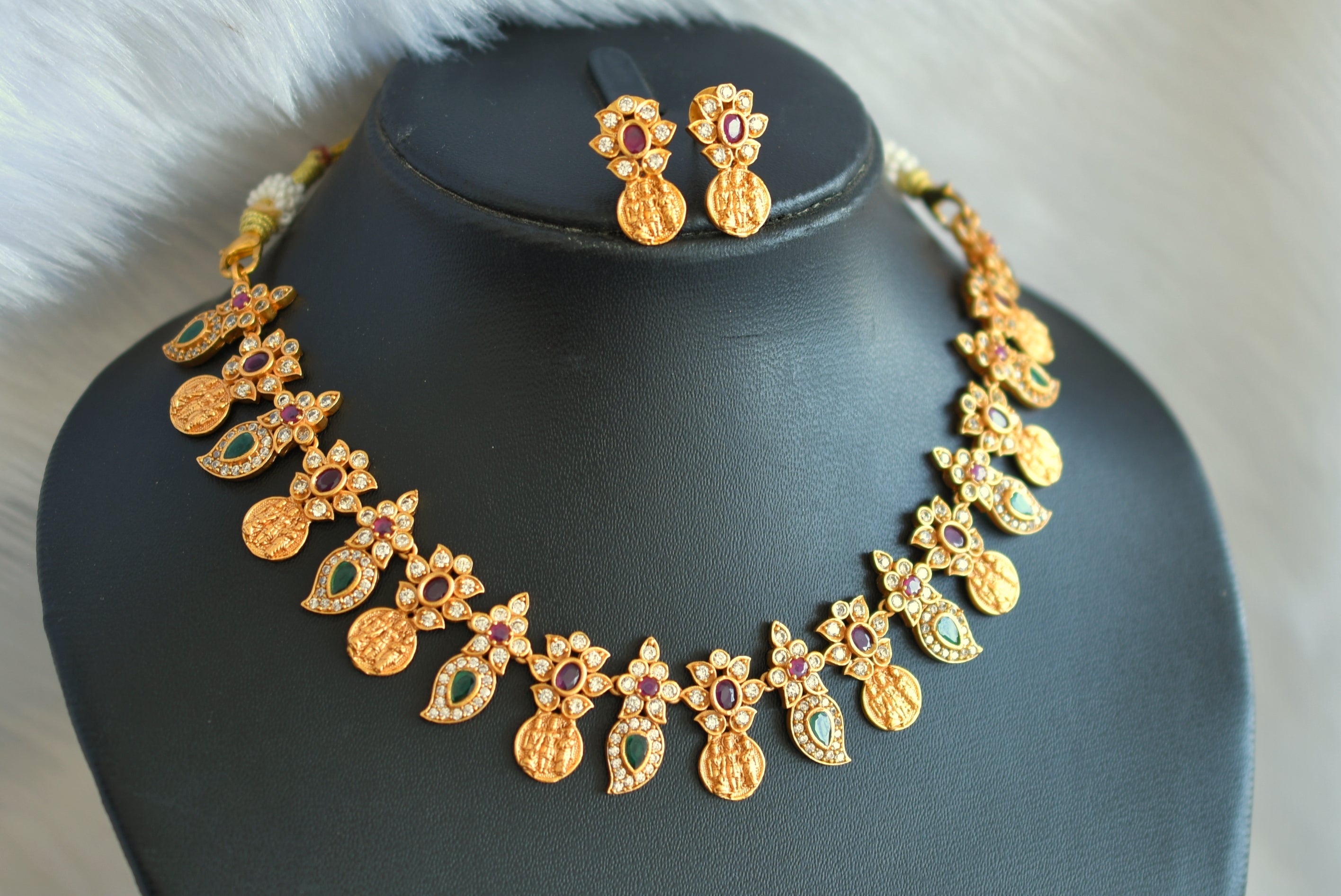 Beautiful Ram Parivar Guttapusalu Necklace - South India Jewels