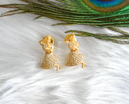 Gold tone cz dancing doll earrings dj-30222