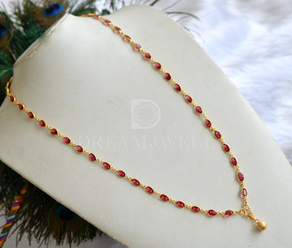 Gold tone pink stone designer chain dj-35526