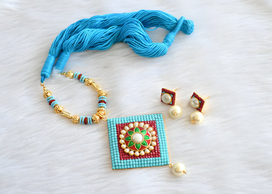 Handmade blue pachi pendant necklace set dj-02356