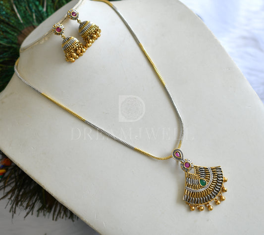 Two tone ruby-emerald necklace set dj-07453