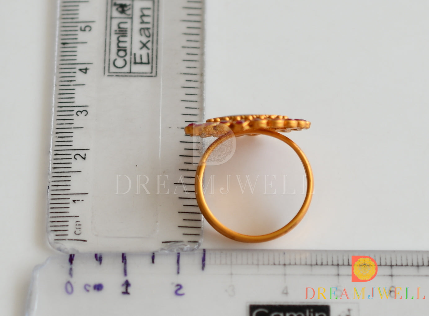 Matte finish pink blue kerala style adjustable enamel finger ring dj-37146