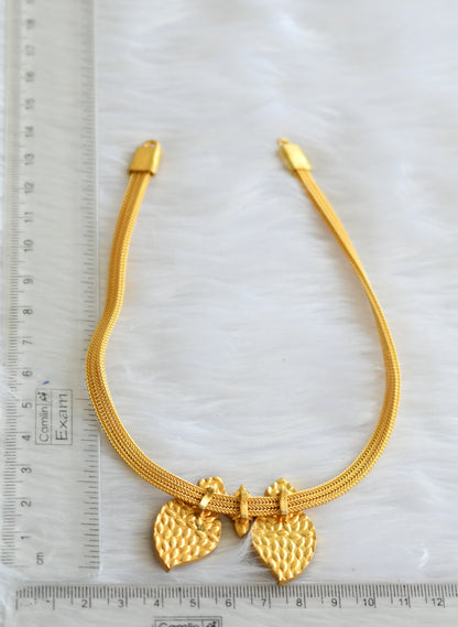 Gold tone pink-green-white mango kundan jadau necklace dj-39472