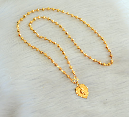Gold tone chain with krishna leaf pendant dj-37064