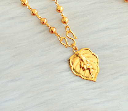 Gold tone chain with krishna leaf pendant dj-37064