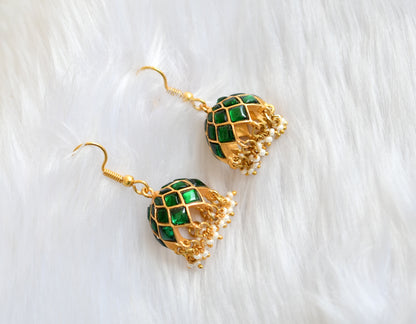 Gold tone green Kundan jadau jhumkka dj-39490