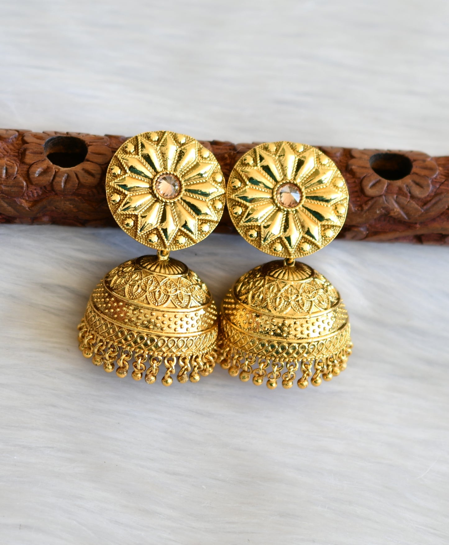 Antique gold tone heavy round Jhumkka dj-03086