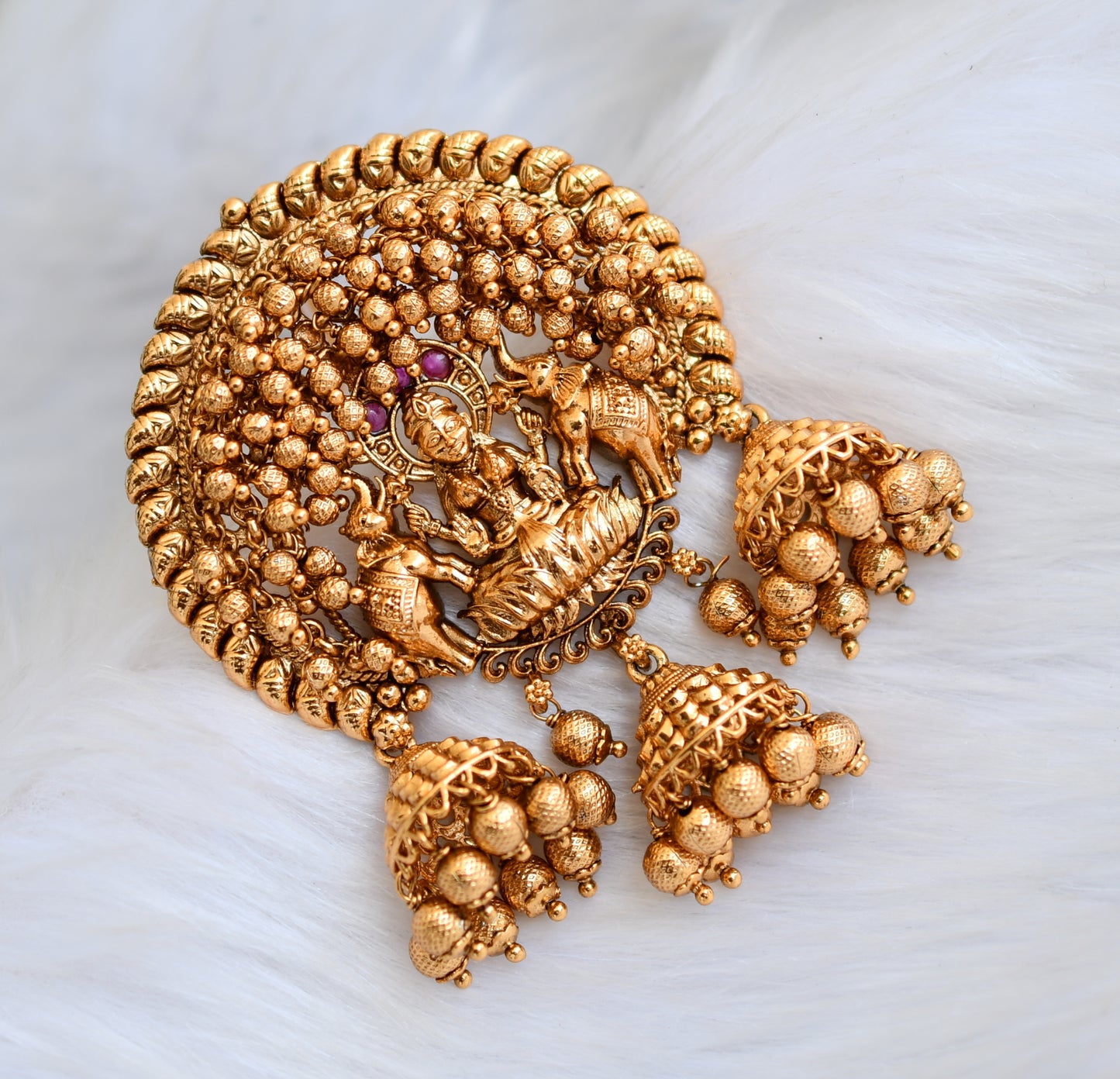 Matte finish cluster kemp Lakshmi-Elephant hair jewel dj-40123