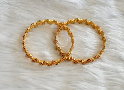 Gold tone ruby-emerald nakshatra bangles(2.8) dj-10163