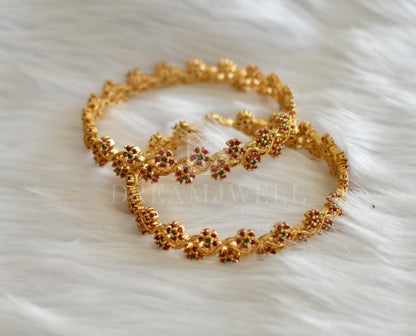 Gold tone ruby-emerald nakshatra bangles(2.8) dj-10163