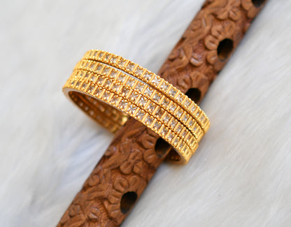 Gold tone cz white square stone set of 4 Bangles(2.4) dj-03075