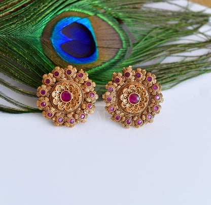 Matte finish flower designer earrings