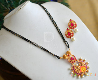 Matte Finish Ruby peacock Mangalsutra Set -dj13019