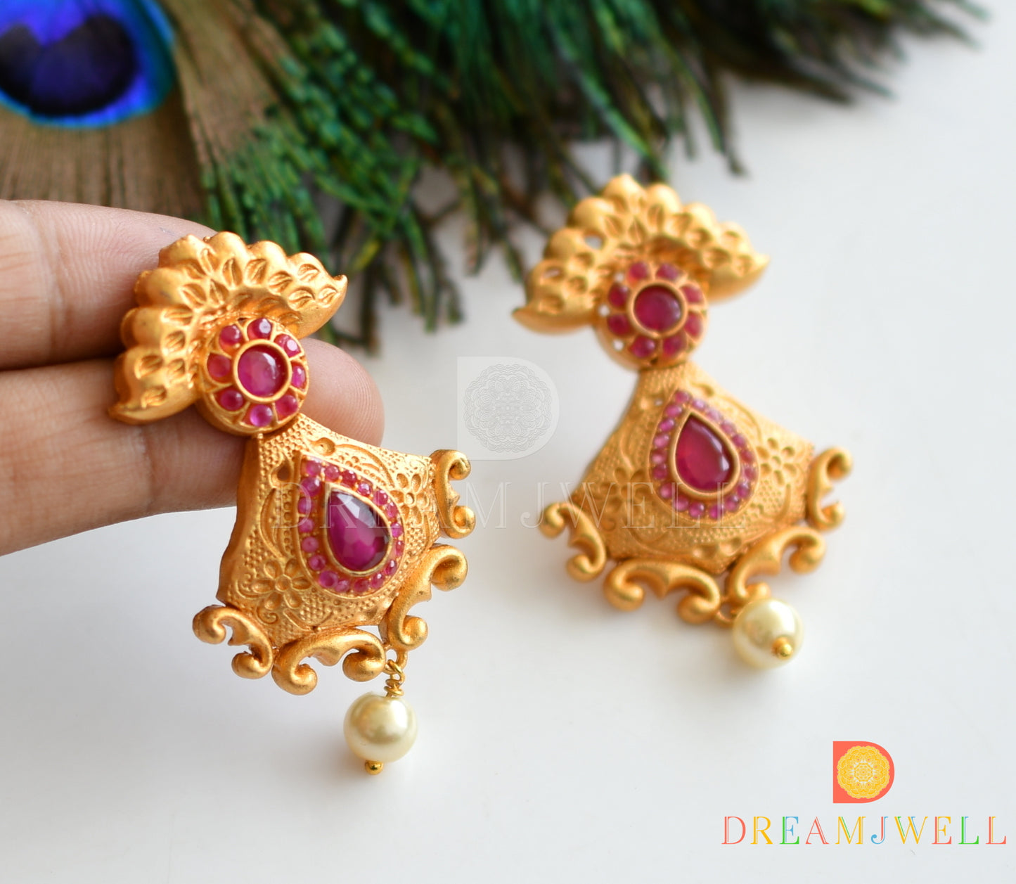 Matte Finish Ruby Mangalsutra Set -dj13017