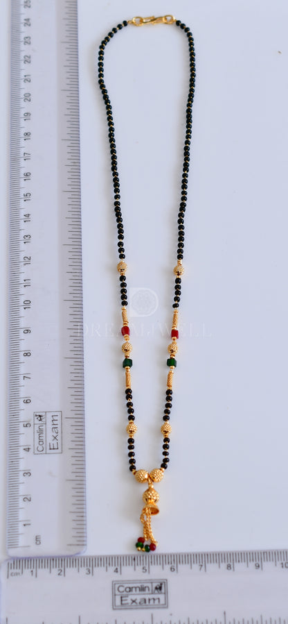 Gold red-green beads mangalsutra dj-35622