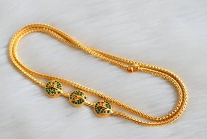 Gold tone green round mugappu chain dj-40140