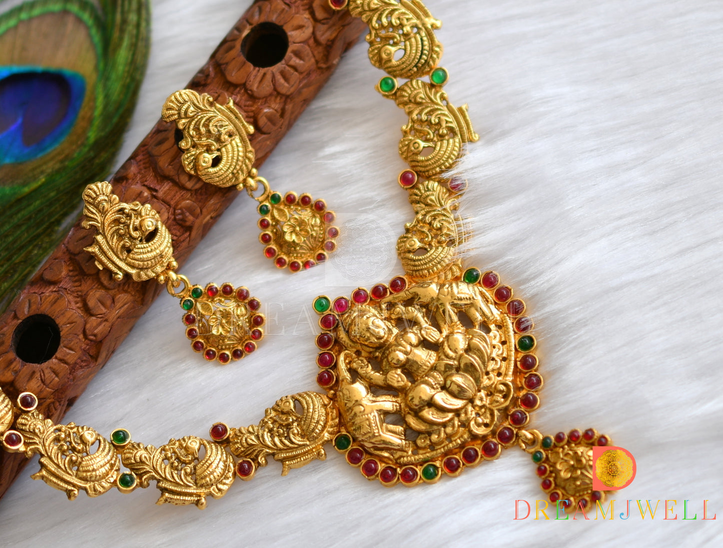 Antique kemp-green Lakshmi necklace set dj-01509