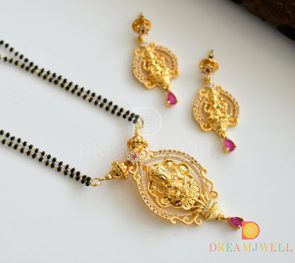 Gold Tone Cz Ruby Lakshmi Mangal Sutra Set dj-09194