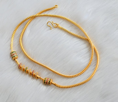 Gold tone ruby-green-white spiral Mugappu chain  dj-40143