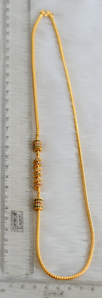 Gold tone ruby-green-white spiral Mugappu chain  dj-40143